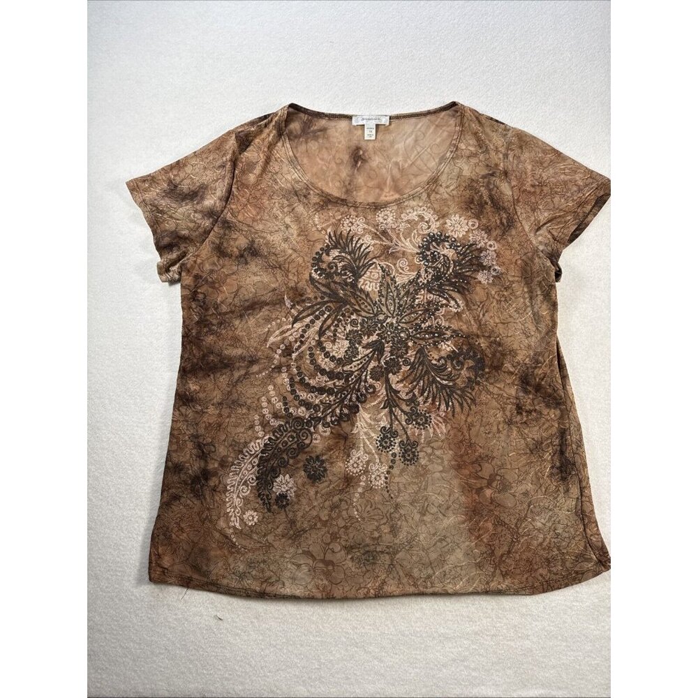 dressbarn brown floral top size 1X